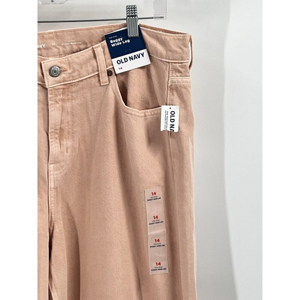 Old Navy Mid Rise Baggy Wide Leg Jeans Peach Sz 14 NWT - Picture 3 of 6